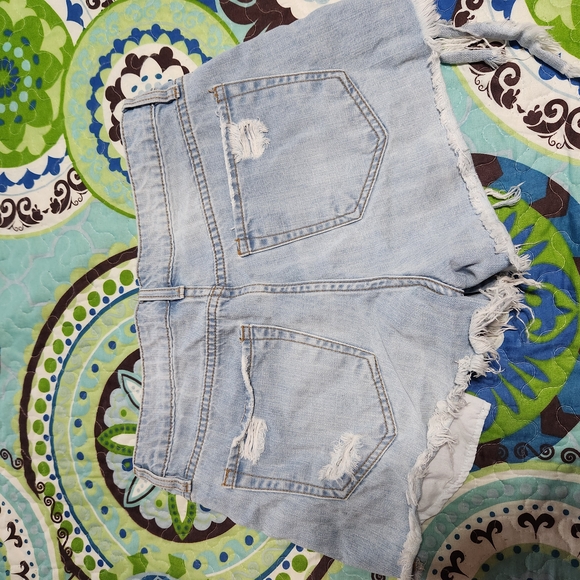 Light Blue Distressed Jean Shorts - Picture 7 of 7